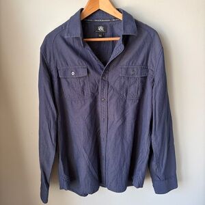 Rock and Republic Shirt Men's‎ Long Sleeve Casual Button Up Navy Shirt-size L